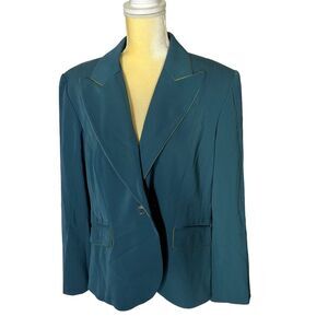 ISABEL & NINA BLAZER women's 16 POCKETS LINED Teal & Lime NOTCH LAPEL JACKET‎